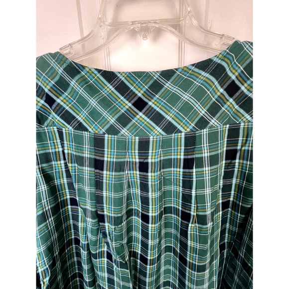 NWOT J. Jill Boat neck pullover top with 3/4 sleeves in green plaid, size S - Picture 4 of 8